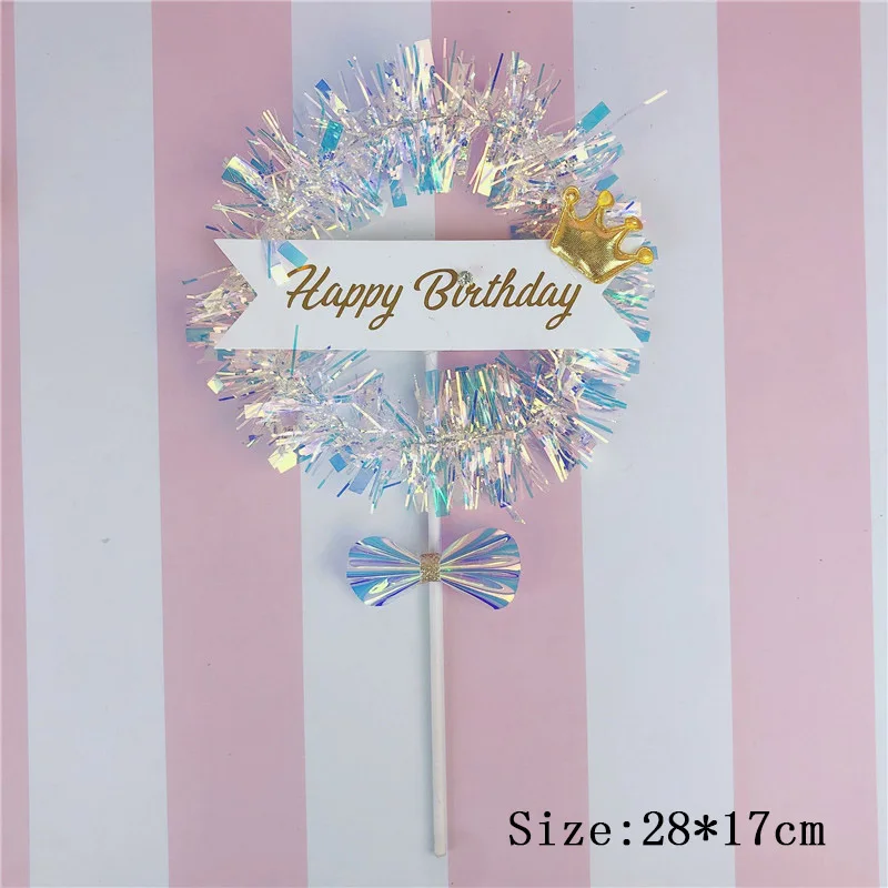 Happy Birthday 1 шт. милый Блестящий Единорог Торт Топперы Kawaii пирожное для дня рождения топперы для свадеб день рождения товары для украшения торта - Цвет: Happy Birthday