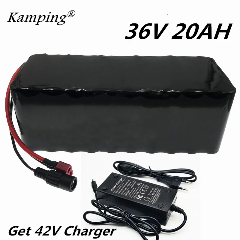 KAM PING 36V 20AH Electric Bicycle Battery Built-in 20A BMS Lithium Battery Pack 36 Volt 2A Charging Ebike Battery + Charger