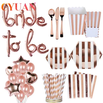 

Rose Gold Team Bride To Be Balloons Bridal Crown Sash Badge Bachelorette Party Wedding Decoration Hen Party Accessories Supplies