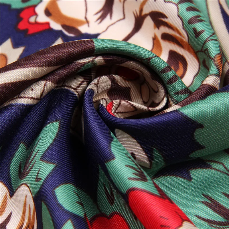 Шелковый шарф, квадратный роскошный бренд, Европейский дизайн, женские шарфы, модная шаль, твил, женский платок, банданы 130*130
