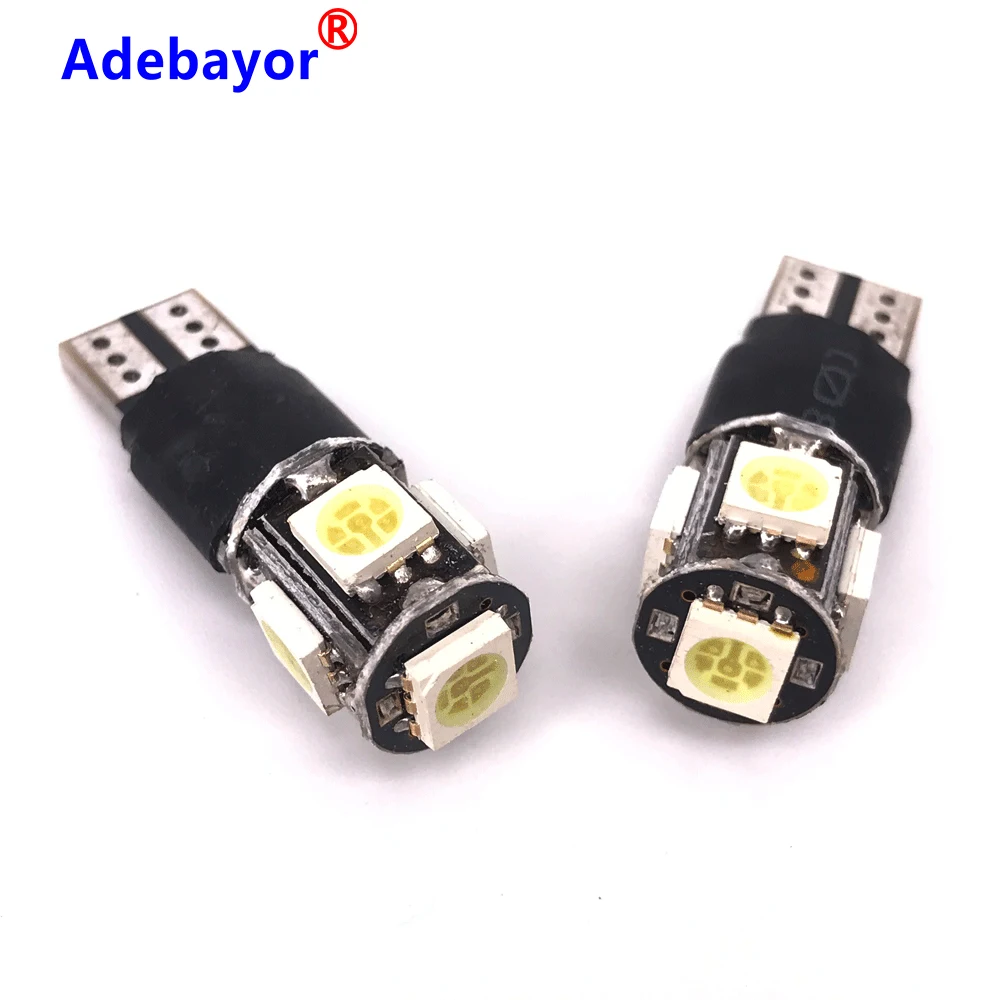 

Adebayor 4X T6 W5W 5SMD 5050 Leds Fast Flashing Strobe / Always on 2 Model Car Side Marker Rear Light Lamp Bulbs 12V