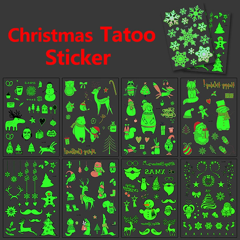 1pcs Halloween Luminous Waterproof Temporary Tattoo Stickers Party Decoration Christmas Carnival Party Christmas Decorations