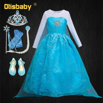 

Snow Queen Halloween Carnival Elsa Costume Child Girls Elsa Dress Children's Party Infant Long Tail Fancy Dress Christmas Outfit