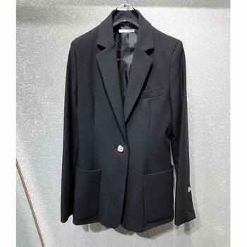 

Cosmicchic 2020 Women Office Black Blazer Crystal Buttons Long Sleeved Suit Pocket Feminino Jacket Autumn Outwear Slim Suit