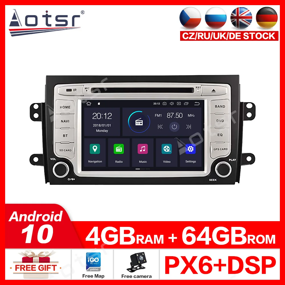 Мультимедийная система Android 10 0 автомобильный DVD плеер 4 + 64 ГБ для SUZUKI SX4 2006 2012
