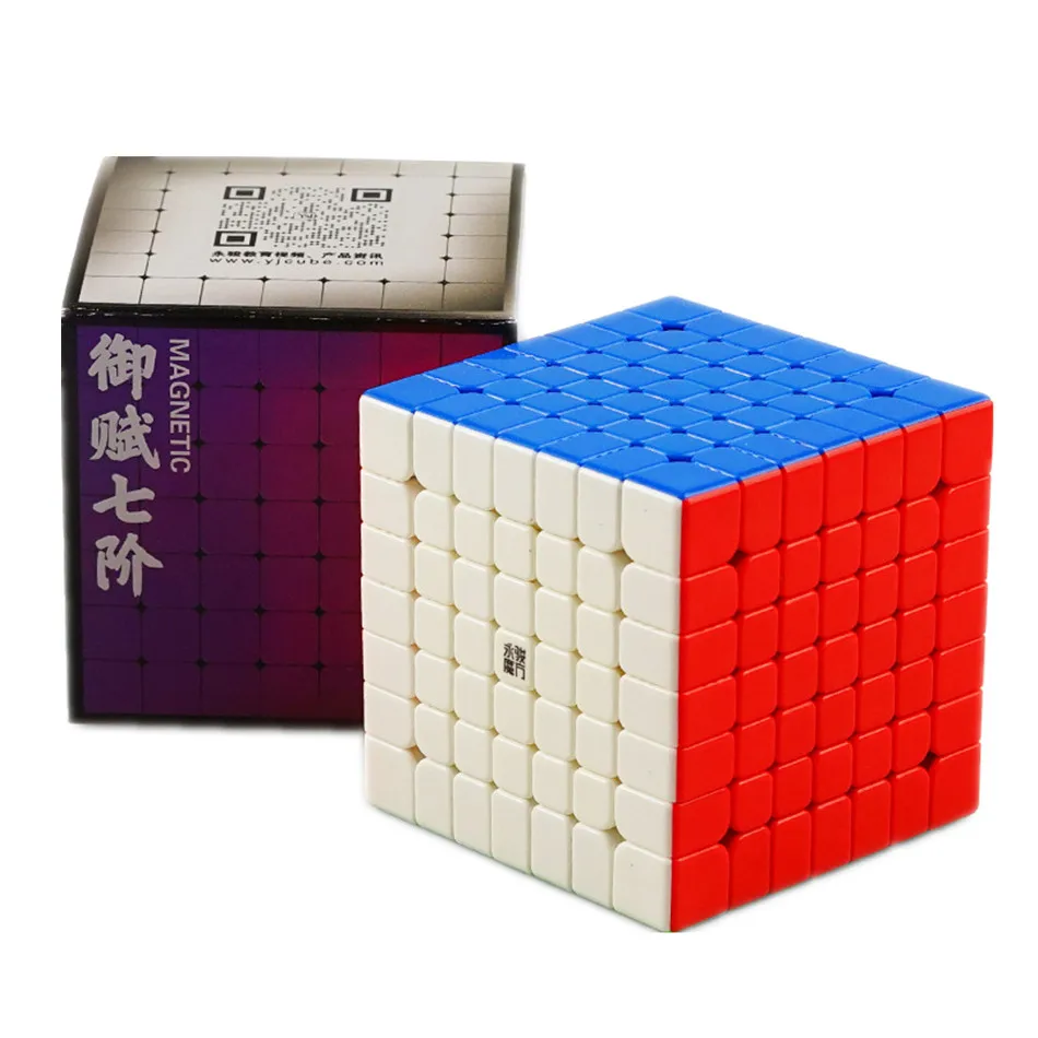 Cubo de Velocidade Profissionais para Crianças Yongjun Yulong Magnética 7×7 2 m Cubo Mágico Quebra-cabeça Brinquedos Educativos Magico Presente V2m 7x7x7