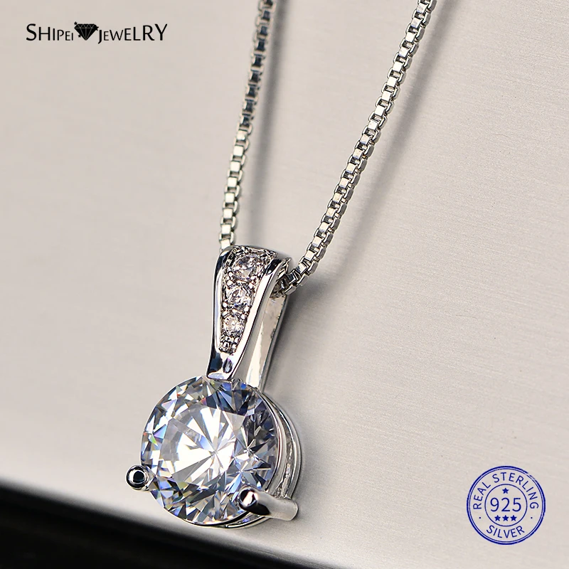 Shipei, 925 пробы, серебро, белое золото, созданная лаборатория, Муассанит, подвеска, ожерелье для женщин, девушек, подарок на Рождество, день рождения