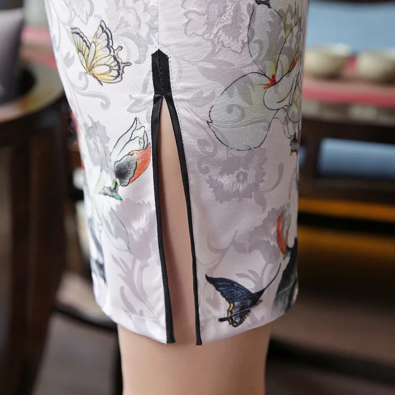 Новый стиль короткие Cheongsam модные тонкие хлопковые элегантное платье размера