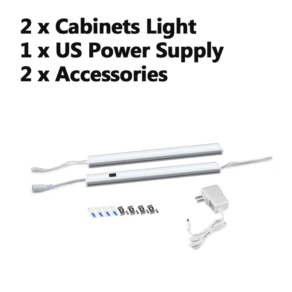 2pcs With US Adapter 5 м подключаемый 110 В 220 В к DC 12 В кухонный светодиодный светильник для шкафа с датчиком стрелы Ночной светильник высокой яркости светодиодный светильник для спальни - Color: 2pcs With US Adapter