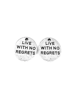 

50pcs suit tiles "Live no regrets" charms pendant 15x13mm antique silver ornament accessories jewelry making DIY base material