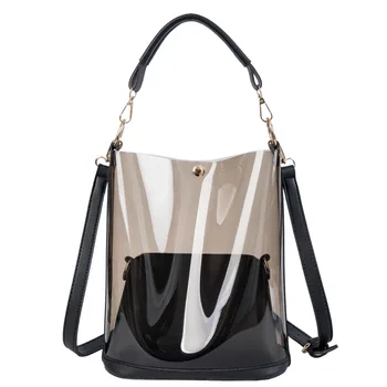 

Women Casual Transparent Bucket Bag Lady Handbag Versatile Female Messenger Bags Fashion Simple Diagonal Package 2020 New Summer