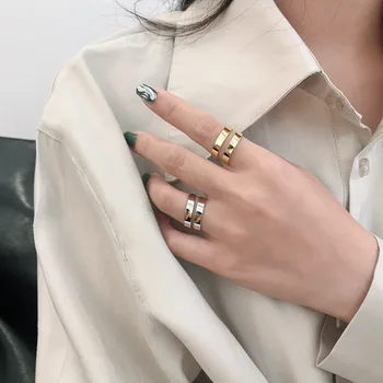 

Silvology 925 Sterling Silver Glossy Double Layer Rings Elegant Design INS Korea Adjustable Rings Party Sexy Jewelry Lady Gift