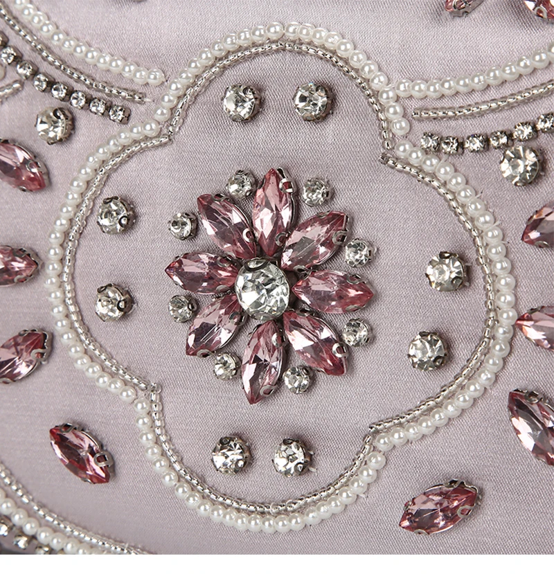 Роскошный розового цвета с украшением в виде кристаллов Стразы вечерняя сумочка-клатч для Для женщин, Элегантная блузка с бантом замок жемчуг Ежедневные клатчи Свадьба Кошелек bolsos ZD1096
