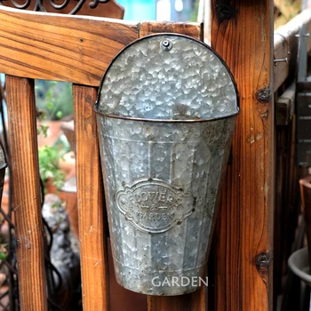 

set of 2 galvanized retro vintage wall vintage zinc planters