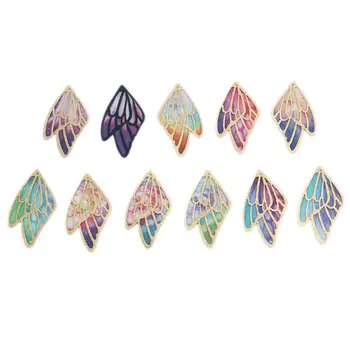 

Doreen Box PU Fabric Pendants Butterfly Wing Multicolor Charms For DIY Jewelry Making Earrings Gifts Findings 4cm/5cm/6cm, 5PCs