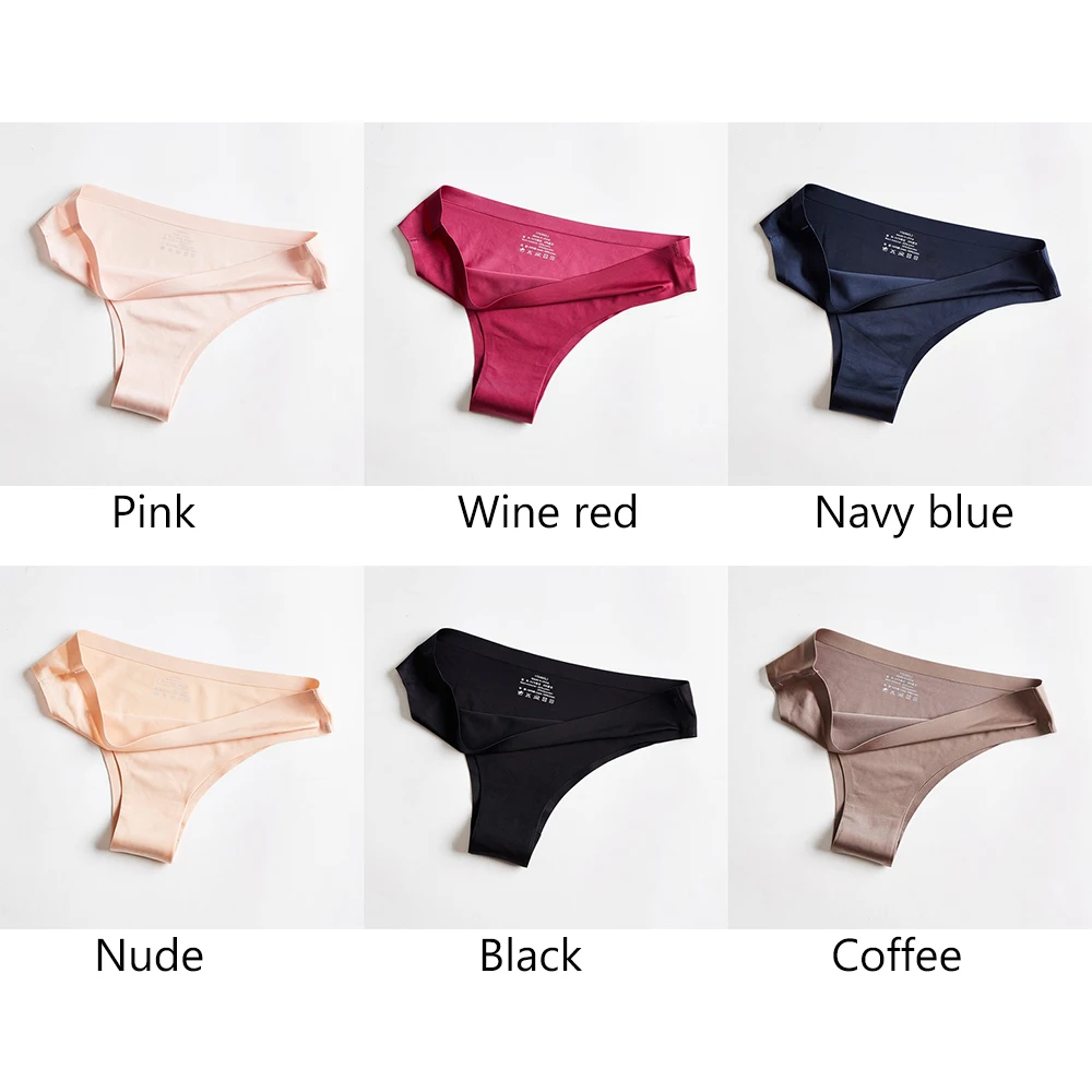 Women's Sexy Ice Silk Thong Panties Seamless Cotton Briefs Women Underwear Panties for Girls Ladies Panty G String Tangas