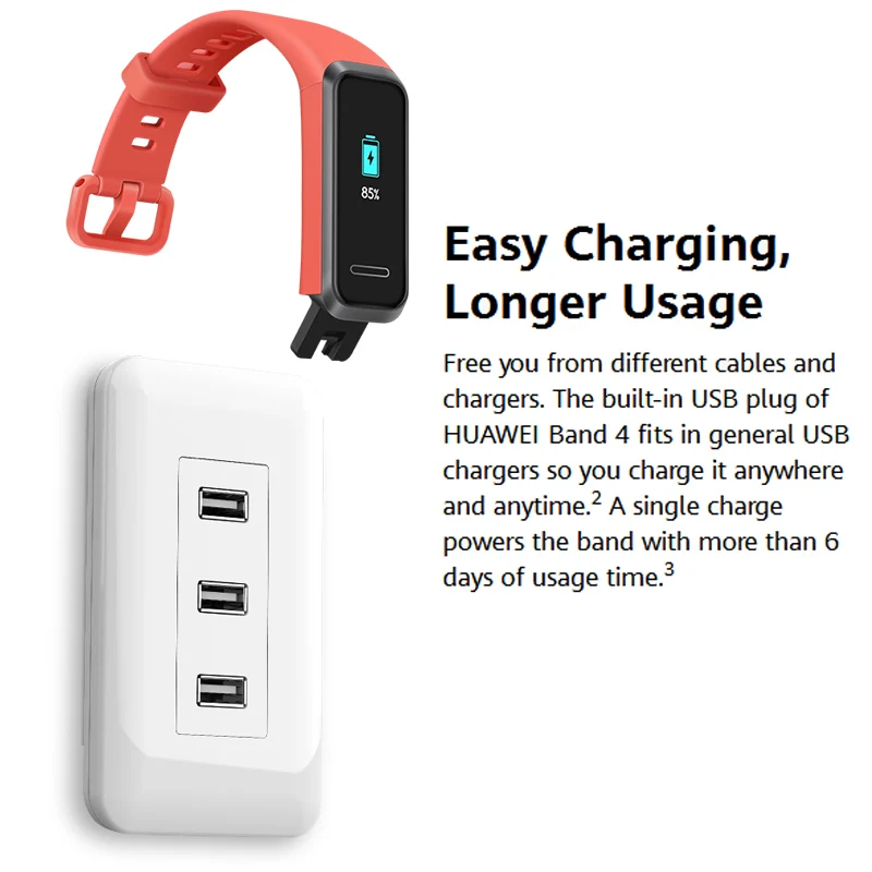 Skup Huawei Band 4 inteligentny zegarek SmartBand sterowanie muzyką tętna monitor zdrowia nowy zegarek twarzy USB ładowania wtyczki