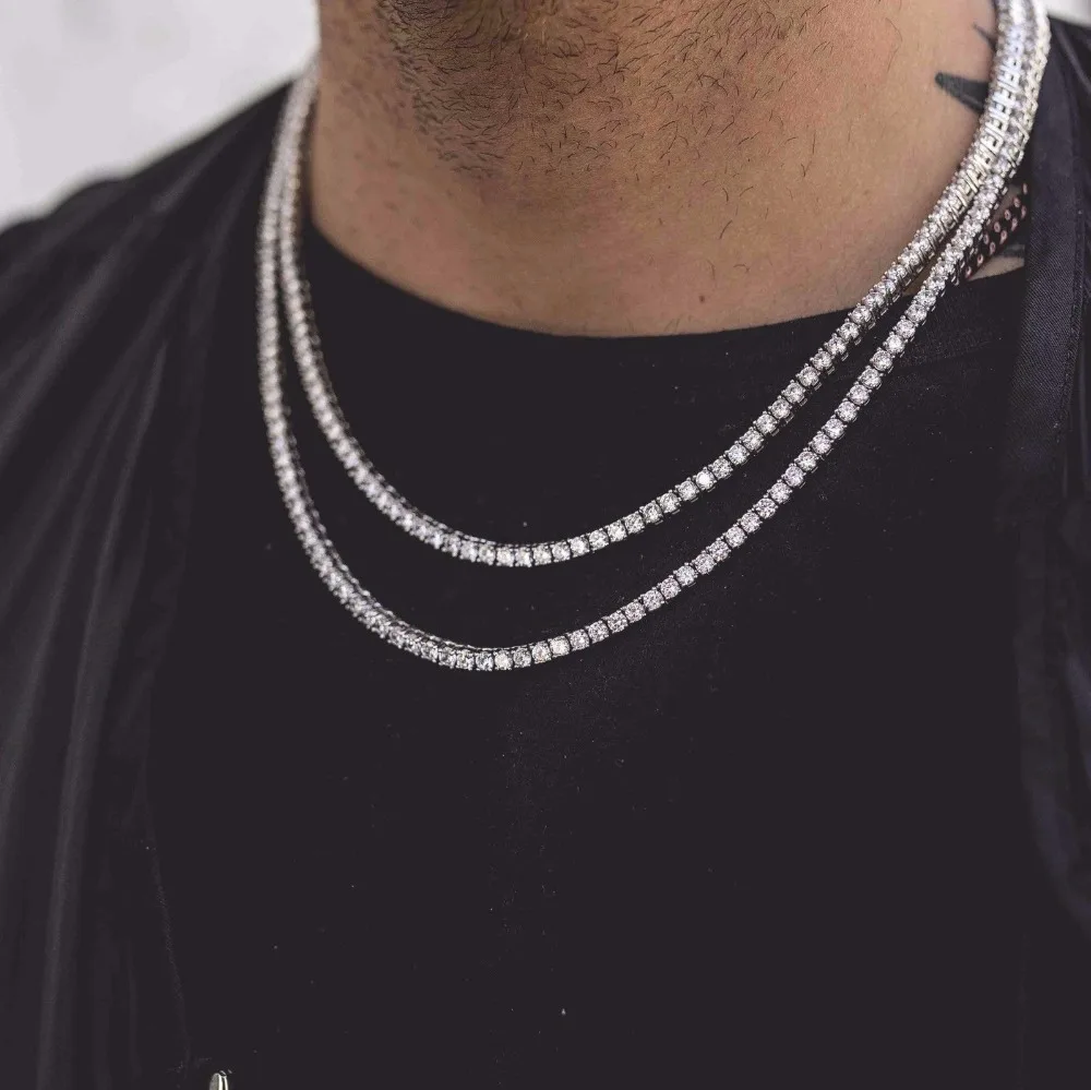 2020 Iced Out хип хоп Bling tennis cz Ювелирные изделия блестящий кулон цепочка ожерелье 18 24 28