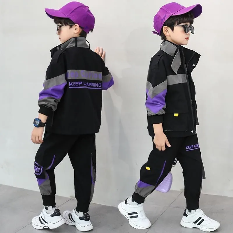 

3-12 Years Children Clothes For Boys Letter Long Sleeve Tops + Pants 2pcs Spring Autumn Kids Tracksuit Teens Sportswear Outfits