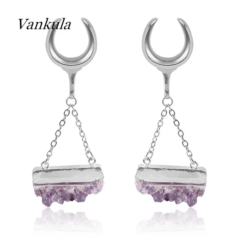 Vankula седло из нержавеющей стали затычки для ушей туннели натуральный камень