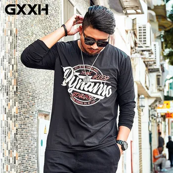 

GXXH Brand Big Size Men's Dress In Autumn Casual Mens Long-sleeved Tshirt Round Collar Printed T-shirt Men Oversized 5XL 6XL 7XL