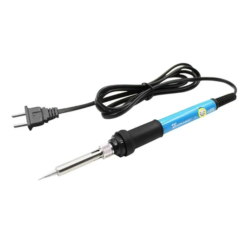 60W/80W Electric Soldering Iron Temperature Adjustable 220V 110V Welding Solder Iron Rework Station Soldering Iron Accessories - Color: 60W Blue