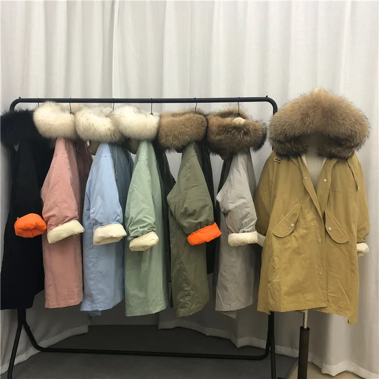 Зима, стиль, женское платье, Южная Корея, дундэмун, с капюшоном, пуховик, Женское пальто средней длины с большим меховым воротником, плотное, Fas