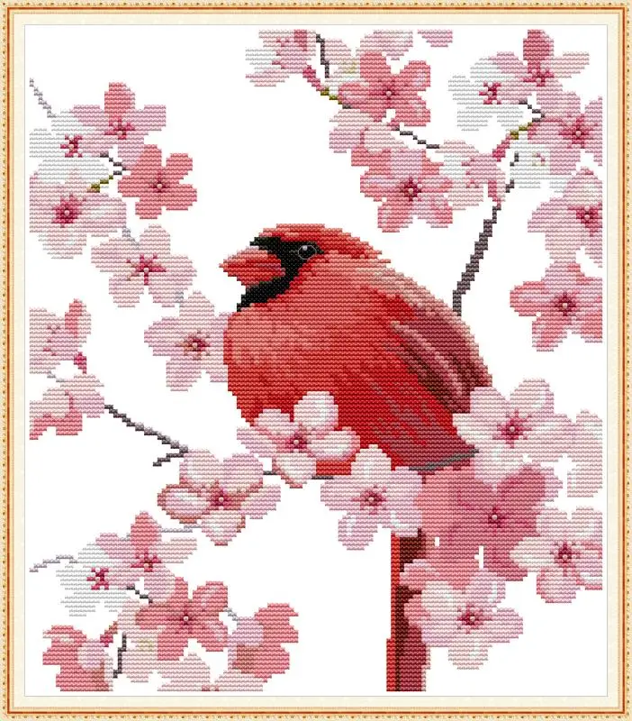 Joy Sunday красный живот птица вышивка крестиком 14CT 11CT Печать на холсте рукоделие DMC Набор для вышивки крестиком комплекты ниток - Цвет: Бургундия