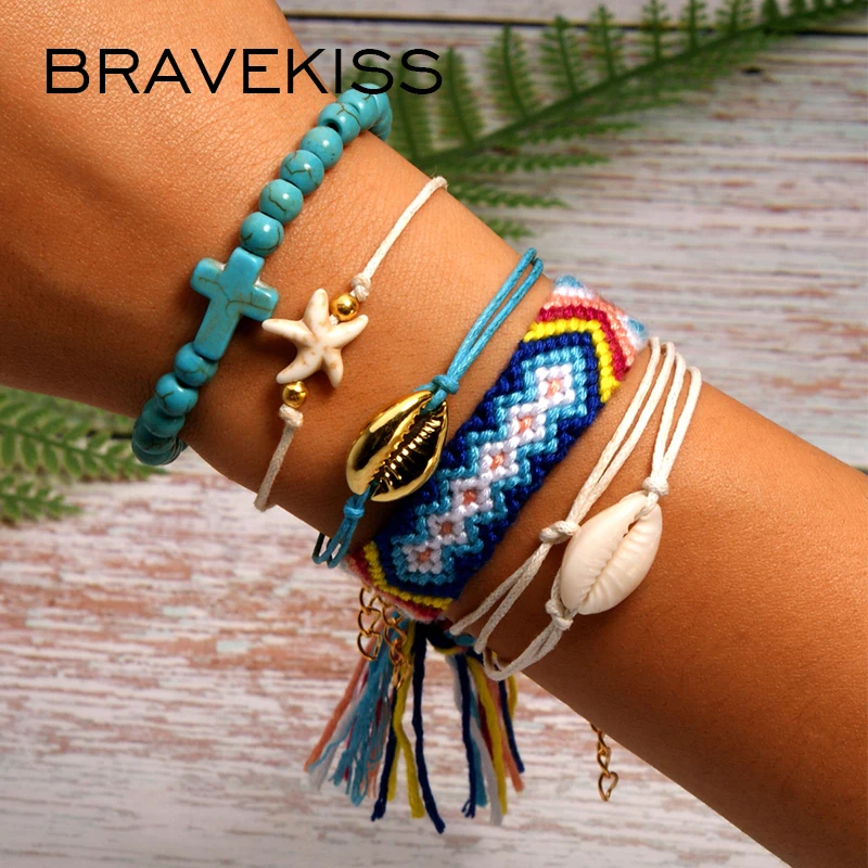 BRAVEKISS 22 Цвета Vsco оболочки браслеты "Joyas" Комплект для друзья ручной river dale Boho Femme Богемные аксессуары BPB0517