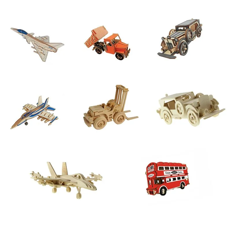 Simulation A Double Decker Bus Old Car Toy Model 3d Three Dimensional Wooden Jigsaw Puzzle Toys For Children Diy Handmade Jigsaw Puzzles Aliexpress