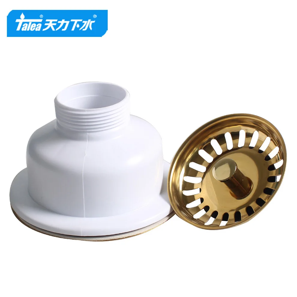 Talea 드레인 싱크 여과기, 114mm 스틸 볼 볼 바디 다운커머, 금도금, PVD 재료 싱크 액세서리, XK223C034