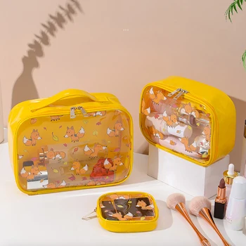 

1Pcs PVC Translucent Printing Waterproof Portable Cosmetic Bags For Women Large Capacity Travel Storage Bag