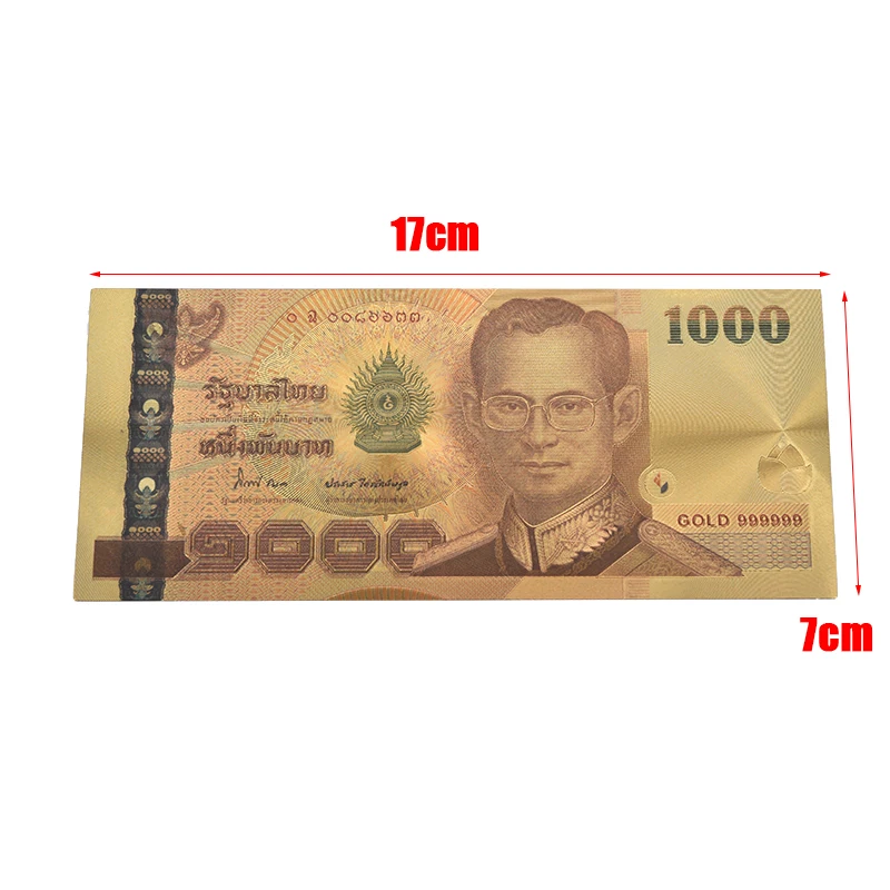 5pcs Thailand Gold Banknote 1000 Baht Banknotes Paper Money for Collection 