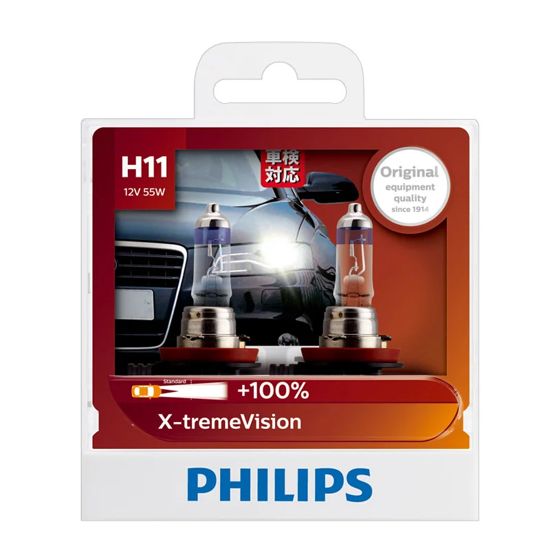 Philips H11 12V 55W PGJ19-2 X-treme Vision Автомобильные фары яркие Галогенные Противотуманные лампы ECE одобрить 12362XV S2, пара