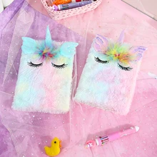 Блестящий блокнот с блестками, вышитый мультяшный блокнот для студентов, канцелярские принадлежности, блокнот с плюшевыми перьями и лошадью, блокнот для женщин, планировщик путешествий, книга