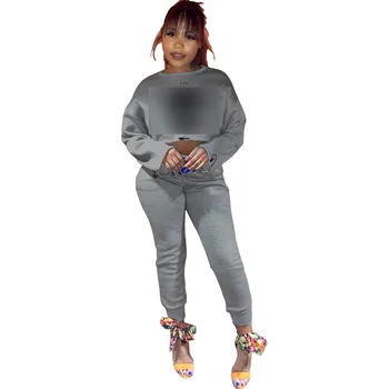 

2019 Design Autumn 2 Piece Set Women Jogger Set Long Sleeve O Neck Lady Two Pieces Suit Casual Sporty Matching Set