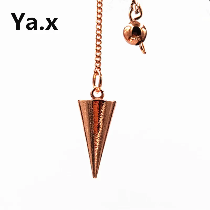 small rose gold Металлическая подвеска Маятник рейки маятник амулет исцеляющая Пирамида духовные маятники для придавая медные амулет для чакр - Окраска металла: small rose gold