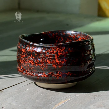 

Japanese red black matcha bowl green tea maker cup ceramic antique handmade teacup Kungfu ceremony teaware chawan maccha