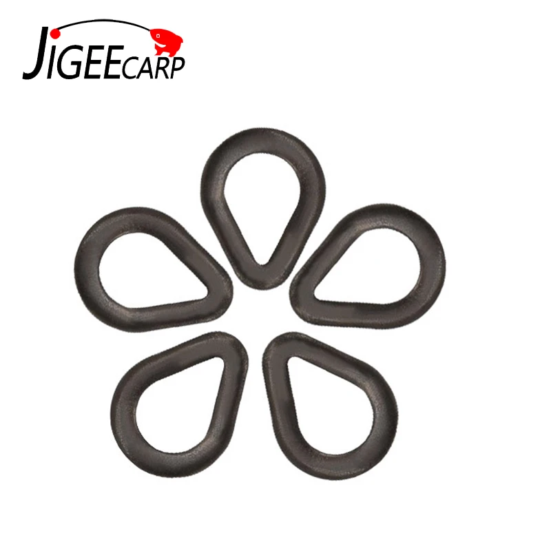 JIGEECARP 30pcs Flat Carp Fishing Tear Drop Rig Ring S M L Pearl Shape Rings Matt Black Carping Accessories Tackle Pesca