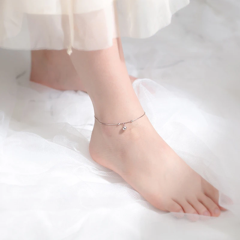Modian Cute Bells Tiny Ball Anklect for Women Fashion 925 Sterling Silver Link Chain Anklet Japanese Style Fine Gewelry Gift Modian Cute Bells Tiny Ball Anklect for Women Fashion 925 Sterling Silver Link Chain Anklet Japanese Style Fine Gewelry Gift