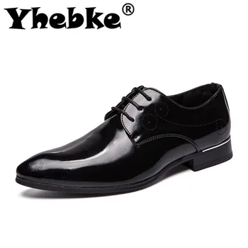 

Yhebke Men Leather Shoes Business Dress Classic Style Coffee Black Lace Up Pointed Toe Shoes Men Oxford Shoes Casual Footwear