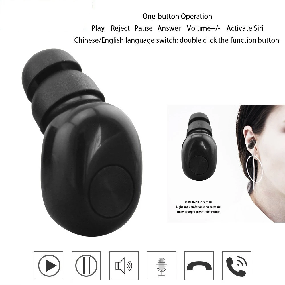 Wireless Bluetooth Earphones Music Sport Mini In Ear Earbuds With Microphone Charging Box Mic Handsfree Headset For Smartphone