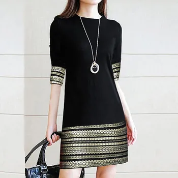 

Aulead Fashion Women's Casual Vintage Elegant Splice Middle Sleeve Easy Mini Dress Elegant Robe Femme Robe Longue Robe Vintage