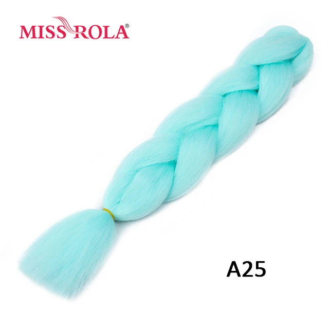 Miss Rola Synthetic Support Wholesale 100g 24 Inch Jumbo BraidsPink Green Yellow High Temperature Fiber Ombre Hair Extensions A25