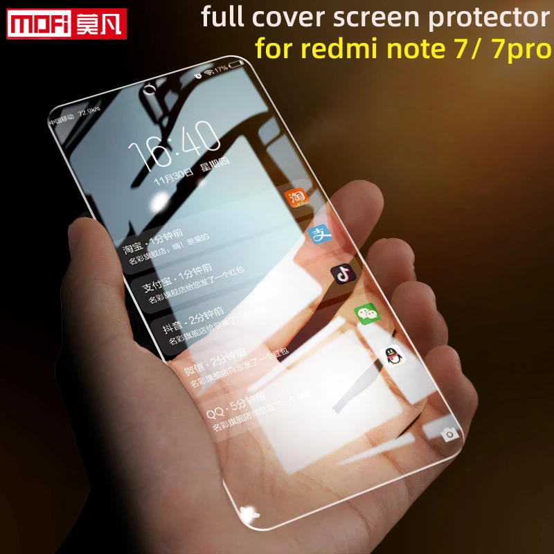 

screen protect for xiaomi redmi note 7pro tempered glass note7 full cover mofi full clear protective film redmi note 7 pro glass