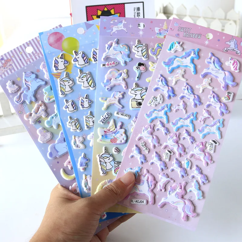 

1 set/lot Kawaii Stationery Stickers Unicorn foam sticker Decorative Mobile Stickers Scrapbooking DIY Craft Sticker