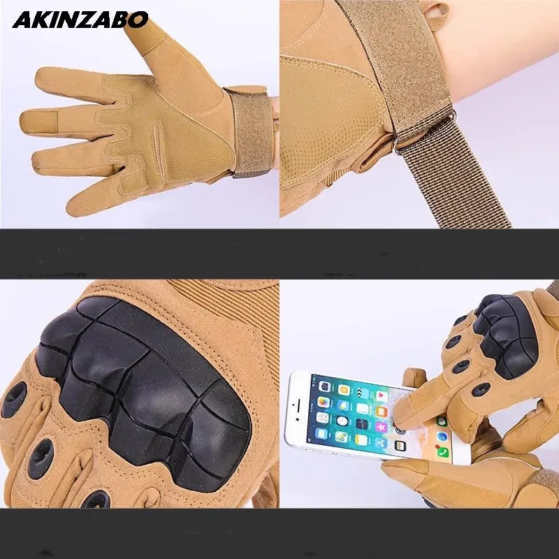 Men's Tactical Gloves Motorcycle Riding Touch Screen Outdoor Sport Full Finger Moto Anti-Slip Carbon Fiber Shell Tactical Gloves