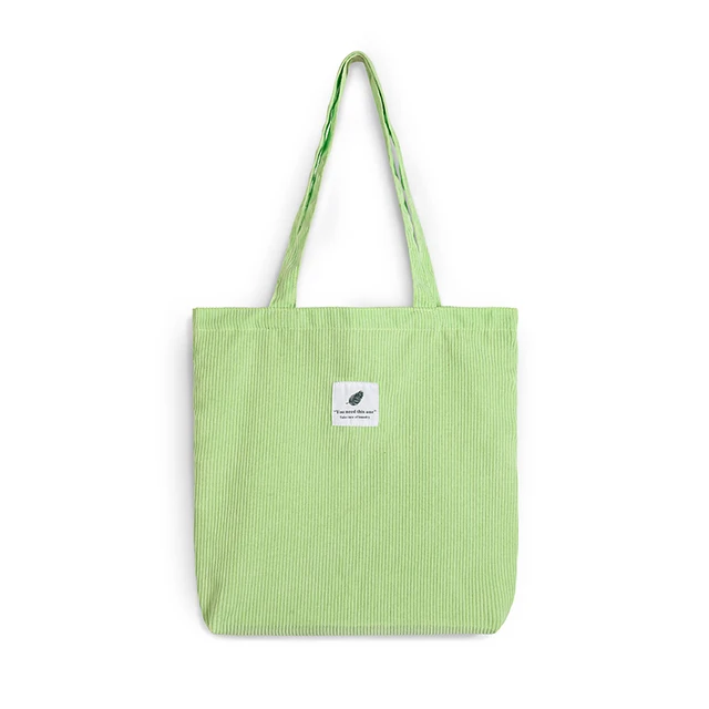 ALUWU Corduroy Tote Bag For Women - Large Canvas Shoulder Handbag, Emerald Green, Medium - View #5