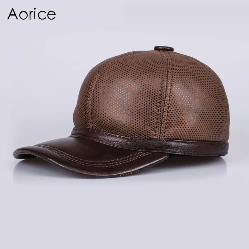 coffee Aorice, модная мужская бейсболка из натуральной кожи, шапка, брендовая зимняя новинка, мужские шапки из натуральной коровьей кожи/кепка s, 4 цвета, HL129 - Цвет: coffee