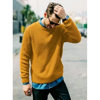 

Autumn Men Knitted Sweater Pull Knitwear Winter Warm Clothes Casual Jumper Solid Pullovers Slim Sweater Homme